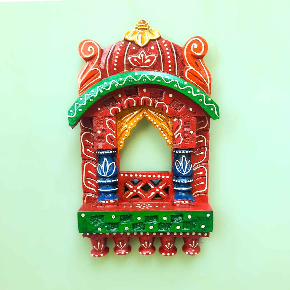 Jharokha Wall Hanging | Wooden Jharokha Window Frame Hangings - For Home, Wall Decor, Living room, Entrance Decoration & Gifts - 10 Inch-Pack of 1