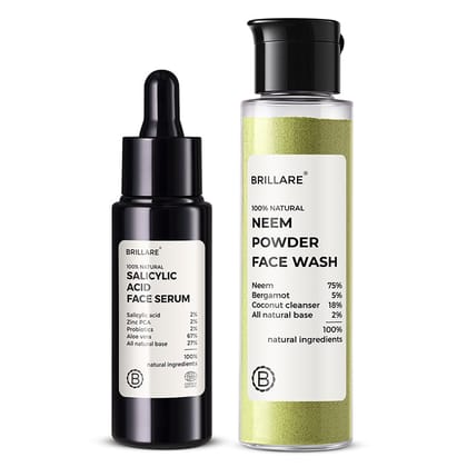 2% Salicylic Acid Face Serum & Neem Powder Face Wash (30g) Combo for acne-prone skin