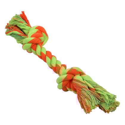 Cotton Knotted Rope Dog Toy Medium Orange + Green 10inch Cotton Knotted Rope Dog Toy Medium Orange + Green 10inch