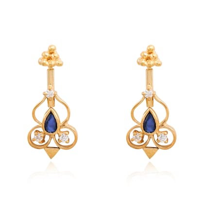 Blue trine 92.5 Silver Bugadi (Pierced)-Gold