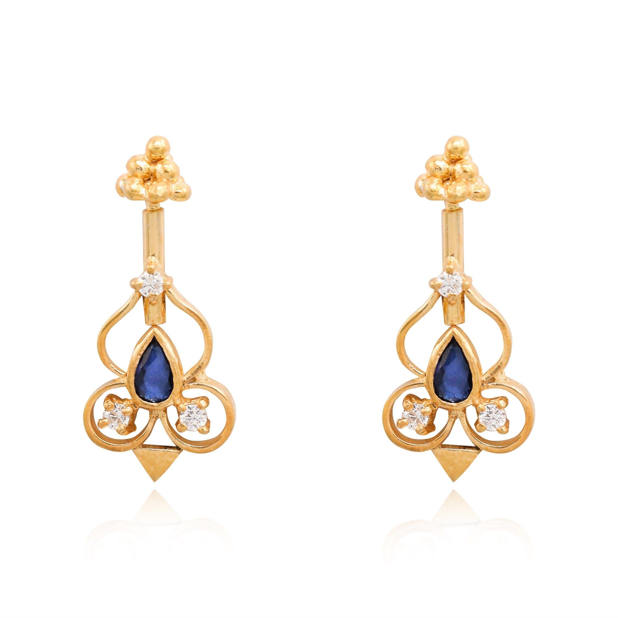 Blue trine 92.5 Silver Bugadi (Pierced)-Gold