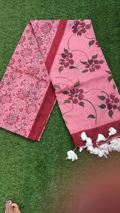 Handblock mul cotton saree