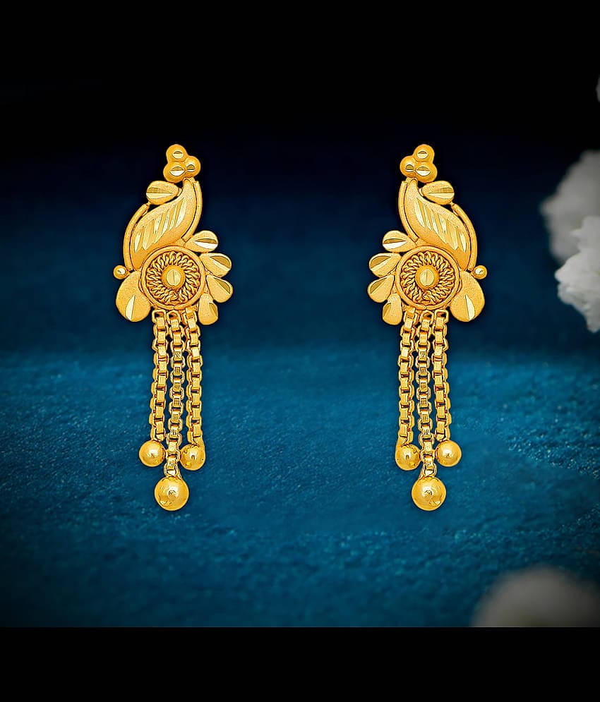 Drashti Collection Golden Danglers Earrings ( Pack of 1 )