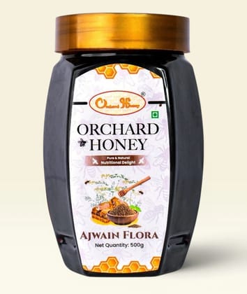 Orchard Honey Ajwain Flora Honey 500gm | Pure Honey | No Additives or Preservatives | Rich in Antioxidants| Desi Honey | Wild Forest Honey for Digestion| Certified Natural Shahad 500g Pack