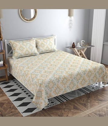 Kraftiq Homes Microfiber 1 Double Bedsheet with 2 Pillow Covers ( Beige )