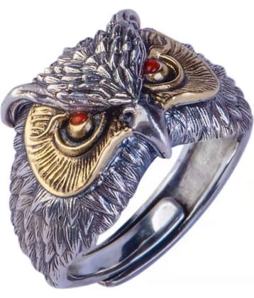 Thrillz Stylish Ring For Boys Owl Face Retro Vintage Punk Rings Silver Finger Ring For Men Girls Adjutable Ring Unisex Rings