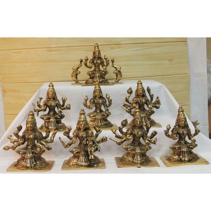 Brass Ashta Laxmi Set – Eight Lakshmi Brass God Idol Set, Height : 5 Inch (BSMAS1612 H)