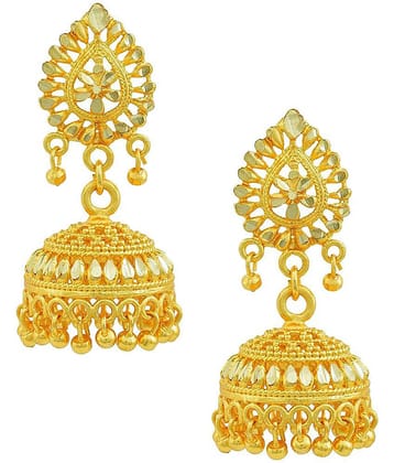 Darshini Designs - Golden Jhumki Earrings ( Pack of 1 )