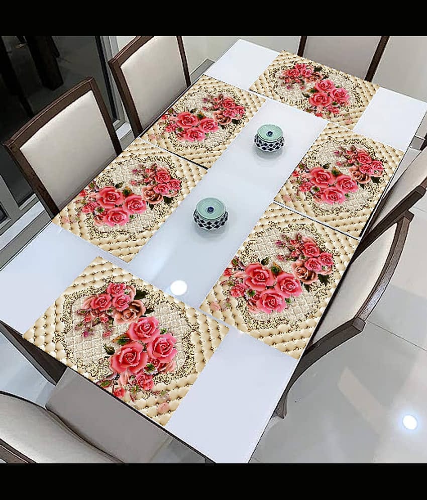 Revexo PVC Abstract Rectangle Table Mats ( 40 cm x 30 cm ) Pack of 6 - Multi