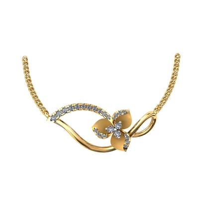 Senco Gold 18K Yellow Gold Glazy Daisy Shimmer Diamond Pendant (Gold Weight -  2.2 g / 0.15 Ct / HI-SI)