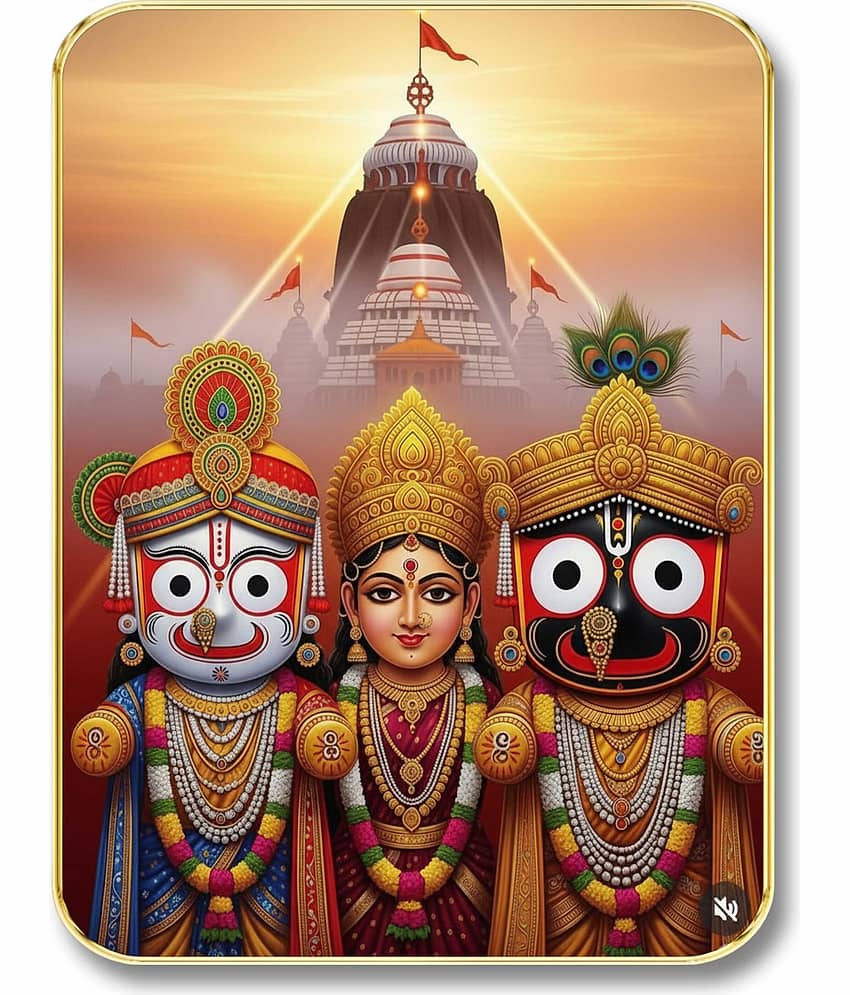 Livin'luxe Jagannath Balabhadra Subhadra MDF Wall Art with Table Top Stand & Wall Hanging Hole