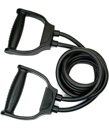 Double Toning Tube Resistance Band for Full Body Workout for Men & Women, Exercise Bands with Heavy Quality Grip (Black), Pack of 1
