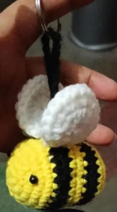 Handmade Crochet Bumblebee Keychain - Cute Yarn Accessory Handmade Crochet Bumblebee Keychain - Cute Yarn Accessory