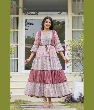 Juniper Women Cotton Printed Ethnic Dress ( Red )