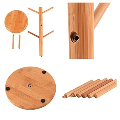 Magnusdeal Bamboo Removable Mugs Stand Hanger Holder Mug Storage Rack Tree, Holds 6 Cups (1)
