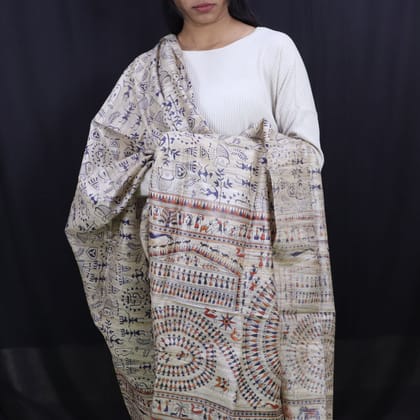 Tribal Design Multi Color Tussar Silk Dupatta