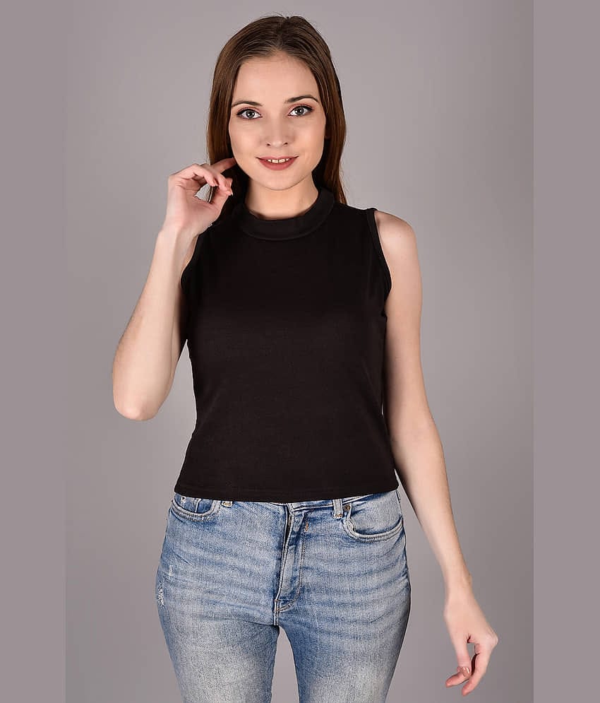 Fabric Falcon Women's Polyester Crop Top ( Black )