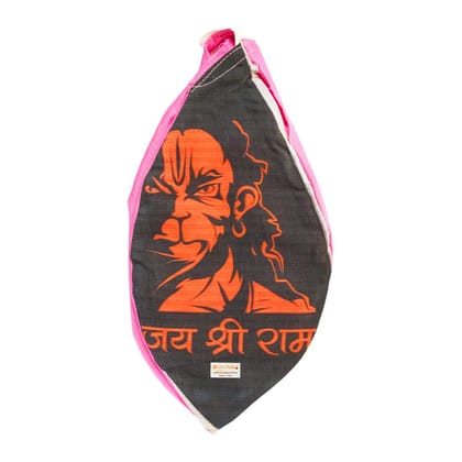 MAYAPURI Maruti Bajrangabali Anjaneya Hanuman Ji Jai Shree Ram Printed Pure Cotton Gomukhi Japa Mala Bag, Beads or Chanting Bag with Zip Pocket and Sakshi Mala Counter, Pack of 1