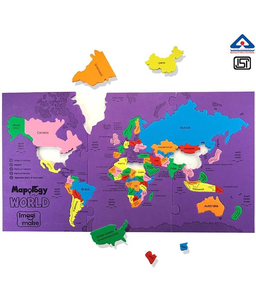Imagimake: Mapology World- World Map and its Countries- Learning Aid & Educational Toy- Jigsaw Puzzle- for Kids Age 4 and Above