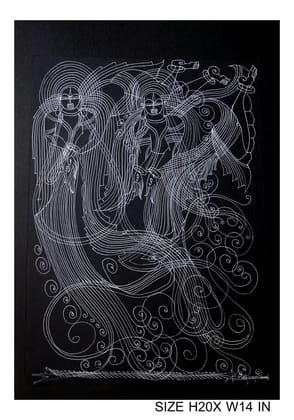 Abstract Surpur Line Art Painting Mixed Media On Paper