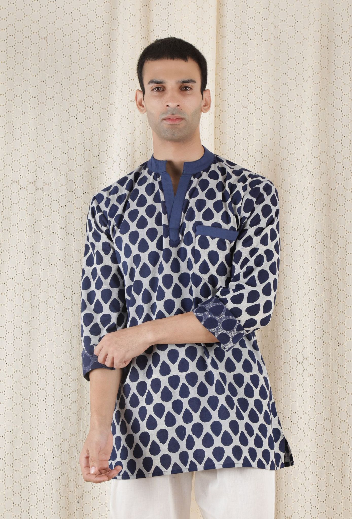 Aouli Cotton Indigo Short Kurta-40