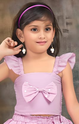Girls Imported Co-Ord Set [GCS-2587] (6M-4Years)-9M-12M (Size - 16) / Lilac / Imported Cotton Fabric