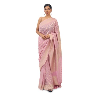 TheHangr Light Purple Soft Georgette Designer Saree With Golden Work TheHangr Light Purple Soft Georgette Designer Saree With Golden Work