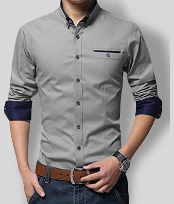 P&V - Grey Cotton Blend Regular Fit Men's Casual Shirt (Pack of 1)
