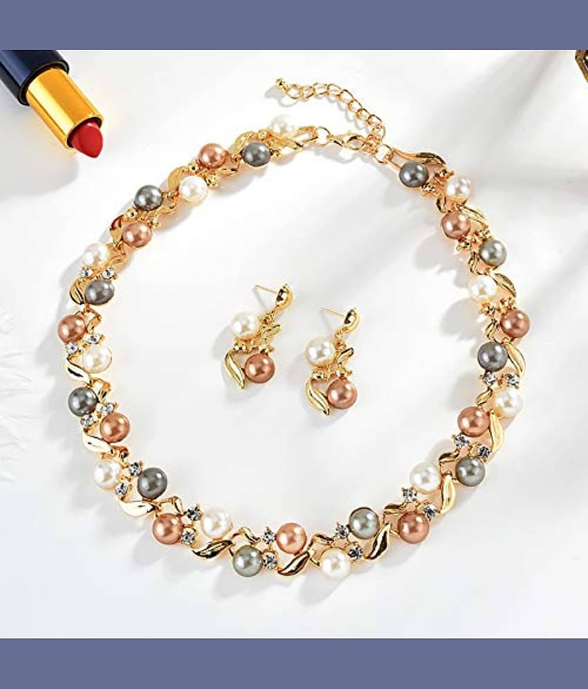 YouBella Stylish Necklace Set Jewellery Set for Women (Multi-Colour) (YBNK_5659)