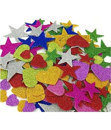 Mixed Shaped Glitter Stickers EVA Foam Self Adhesive Stickers for Art and Craft, Card Making, Scrapbooking, Paper Decoration, Crafts Set of 50 Pieces