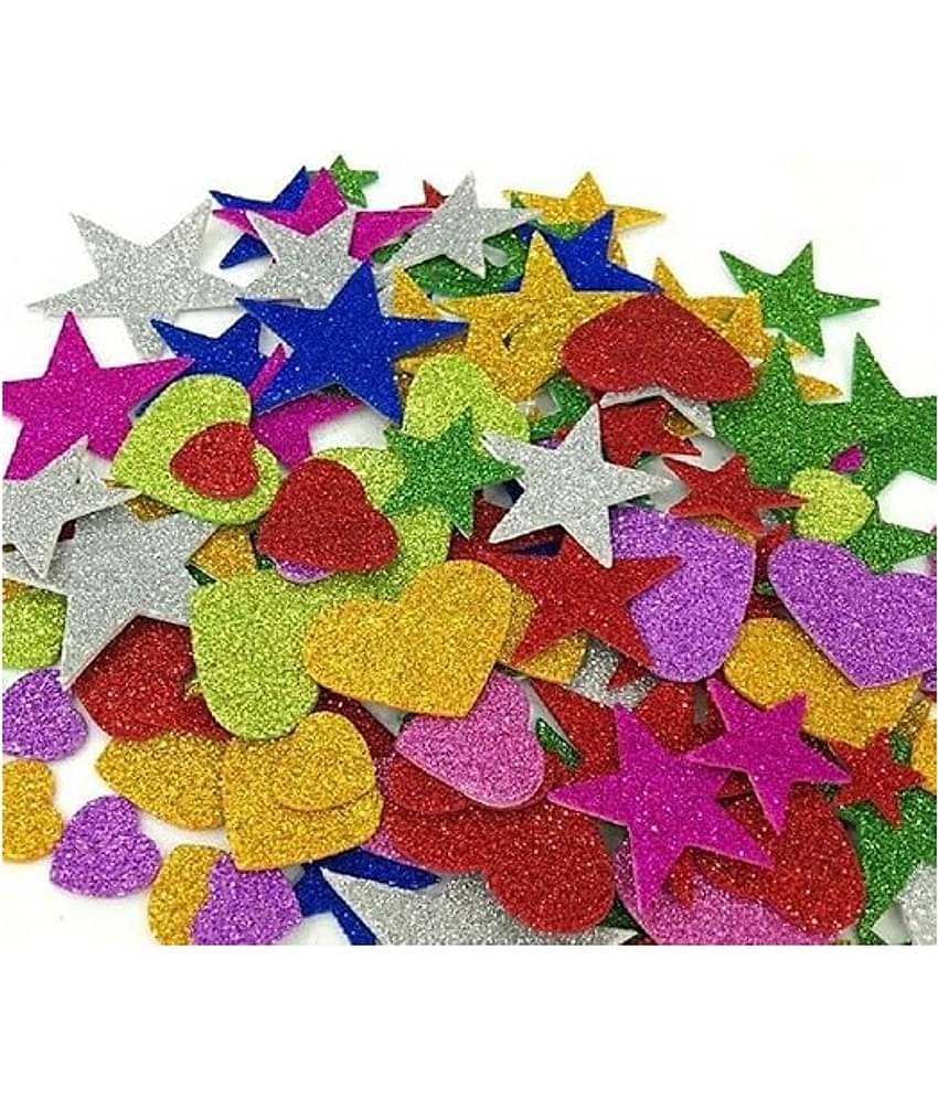 Mixed Shaped Glitter Stickers EVA Foam Self Adhesive Stickers for Art and Craft, Card Making, Scrapbooking, Paper Decoration, Crafts Set of 50 Pieces