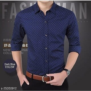 Fashlook Printed Curved Collar Regular Fit Cotton Blend Casual Maroon Shirt For Mens
