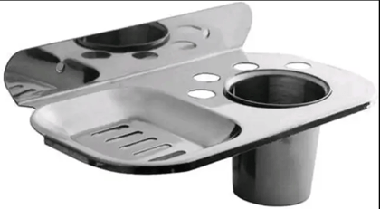 WEKTU Single Soap Dish With Tumbler/Brush Holder/Paste Holder/1PC125  (Silver)