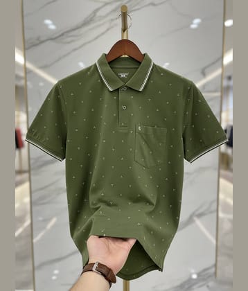 UNIBERRY Men Cotton Blend Regular Fit Printed Polo T Shirt ( Sea Green )