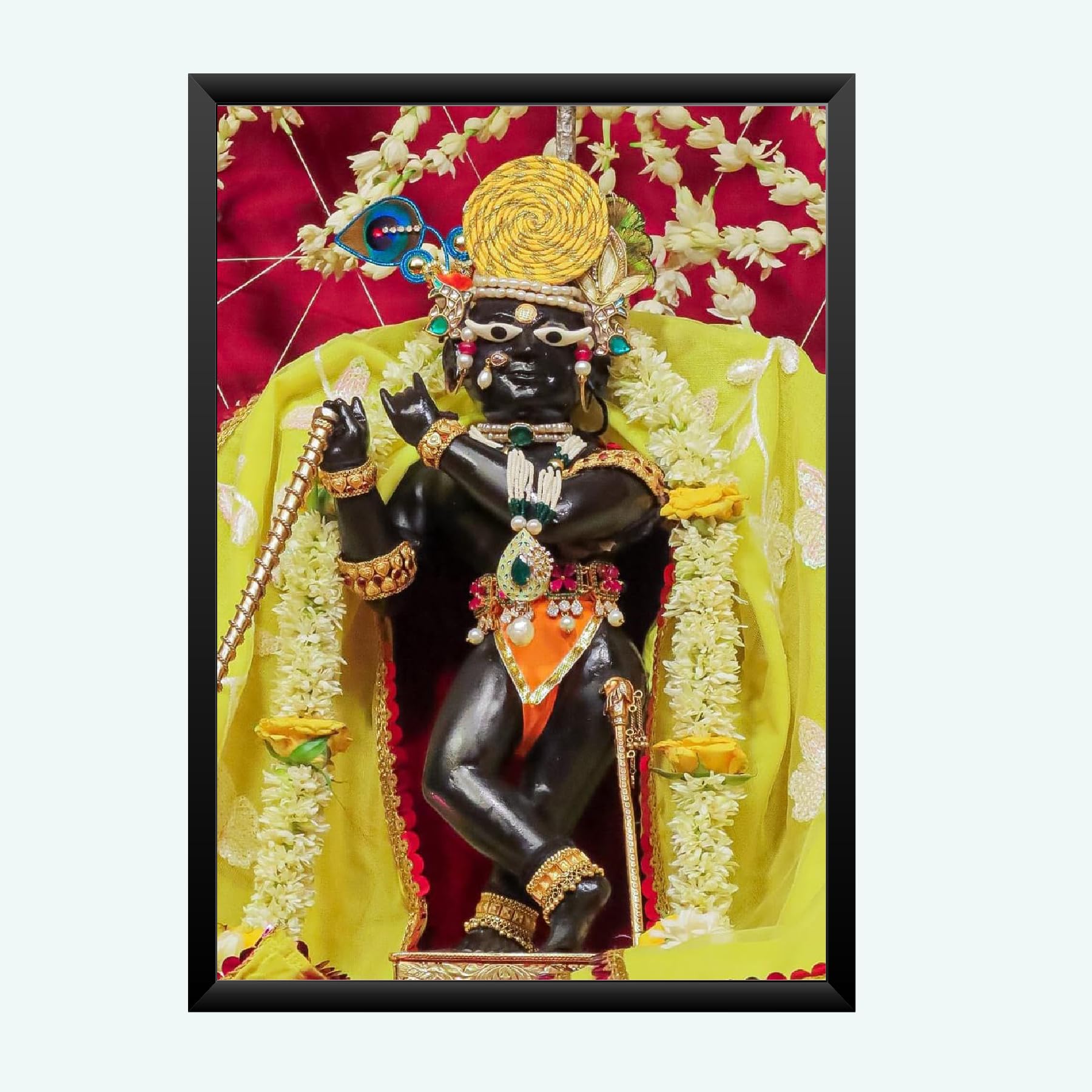 NOKKES Radha Raman ji Vrindavan Radha Raman Thakur Ji Black Photo Frames Religious Photo frame 5X7 Inch Photo Frame_QWW110