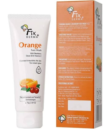 Fixderma Orange with Vitamin E & Bearberry, Tan Removal for Oily Skin Face Wash 75g, (Pack of 1)