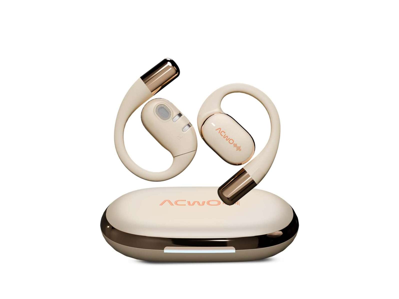 ACwO Dwots Sense OWS Wireless Over Ear Earphones, Situational Awareness, 15Mm Titanium Drivers, 65 Hours Playback, BT V5.4, Secure Fit - Creame