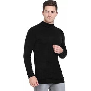 Fashlook Solid Black Full Sleeve Sweaters For Mens