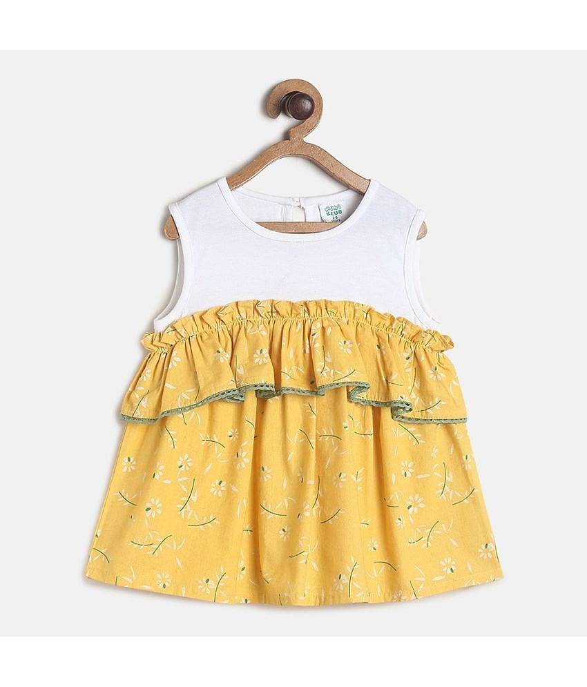 MINI KLUB Pack of 1 Girls 100% Cotton Top ( Yellow )