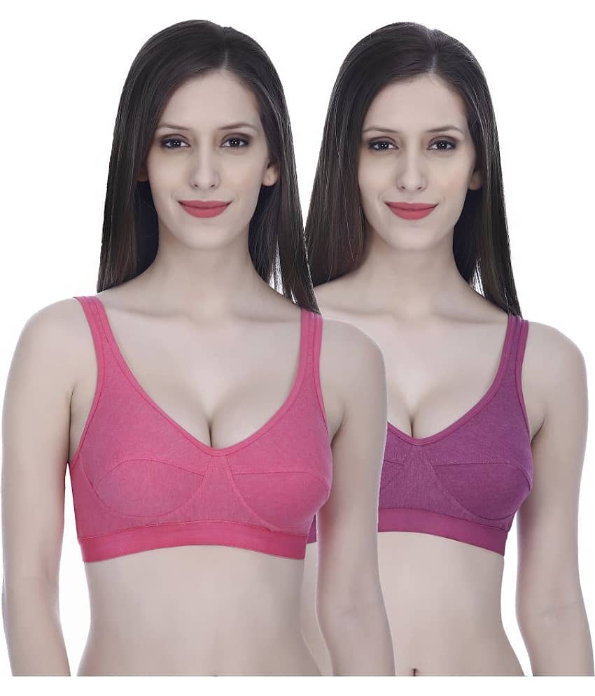 Elina Pack of 2 Cotton Non Padded Women's Sports Bra ( Multi Color )