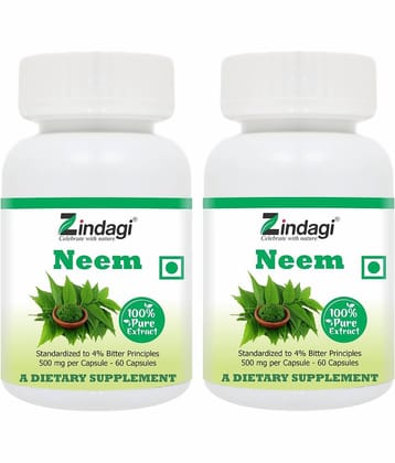 Zindagi Zindagi Neem Extract Capsules - Viral Free And Health Supplement - Neem Capsules 120 gm Multivitamins Capsule Pack of 2