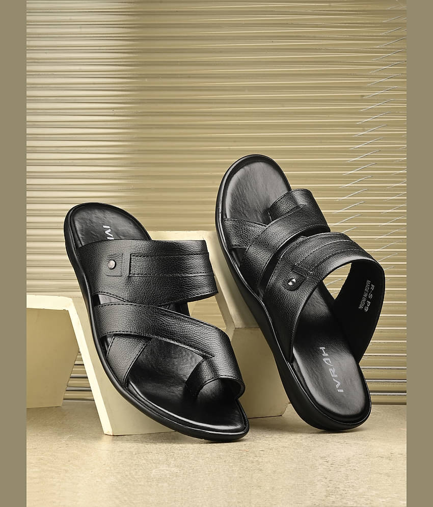 IVRAH Black Men's Toe covered Flip Flop