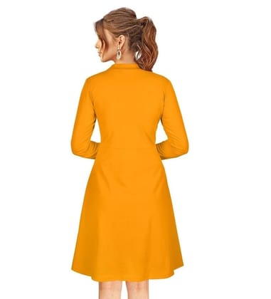 Women's Knitting Stretchable Solid Round Neck Full Sleeve Dresses (Yellow, XL)-PID56838 Women's Knitting Stretchable Solid Round Neck Full Sleeve Dresses (Yellow, XL)-PID56838