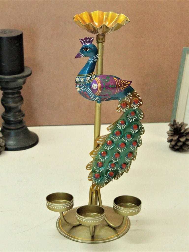 Crafted Peacock Tealight Holder - Pooja Needs | Buy online on ZillyBuy