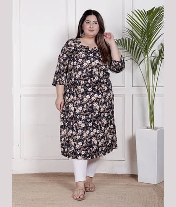 Swasti Women Crepe Printed Straight Kurti ( Black )