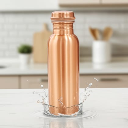 Copper Drinking Water Bottle 900 ML | Best for Daily Hydration & Ayurveda , Height : 10.5 Inch (BCMAS079 Y)