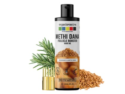 Organix Mantra Rosemary & Methi Dana Hair Nourishment Oil | Advanced Scalp Nourishment Oil | Enriched with Argan, Castor & Jojoba Oils | Promotes Thicker, Stronger Hair | Ideal for All Hair Types - 120ML