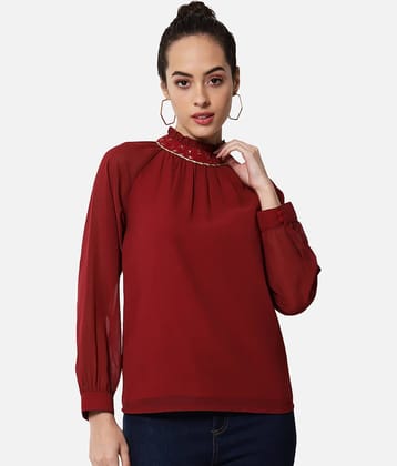 OTIRA Women's Georgette Regular Top ( Maroon )