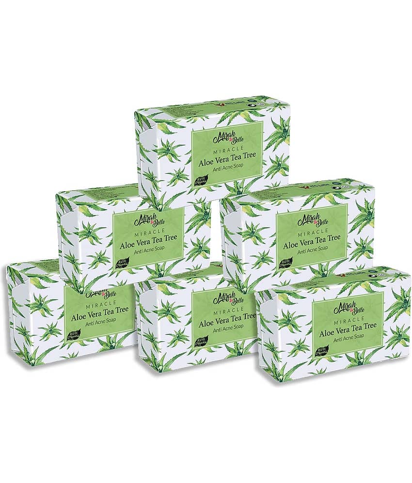 Mirah Belle Organic Aloe Vera - Tea Tree Anti Acne Soap 125 g Pack of 6