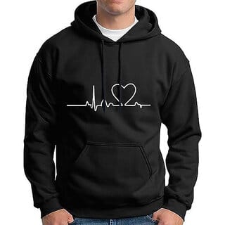 HIT SQUARE Men Black Printed Hooded Full Sleeve Sweatshirt.